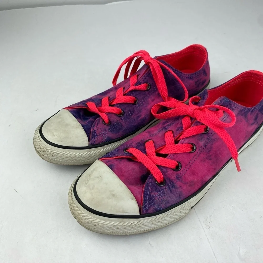 Converse Junior Size 4 All Star Tie Dye Pink Purple Low Tops